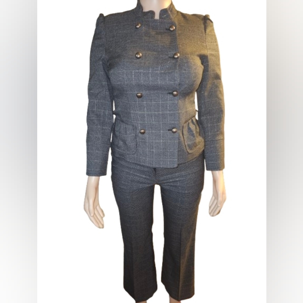 Victor Black and Gray Plaid Pant Suit 12/14